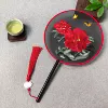 Double-sided Su embroidery - wrapping the silk edge - (black background) Double red peony
