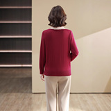 妈妈装小翻领针织毛衣女中老年秋冬毛衫打底衫长袖通勤POLO衫上衣，女装针织衫/毛衣，妃慕昵服饰