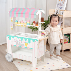 木製アイスクリーム販売車子供ままごと親子交流益智友達共有おもちゃ幼稚園赤ちゃん