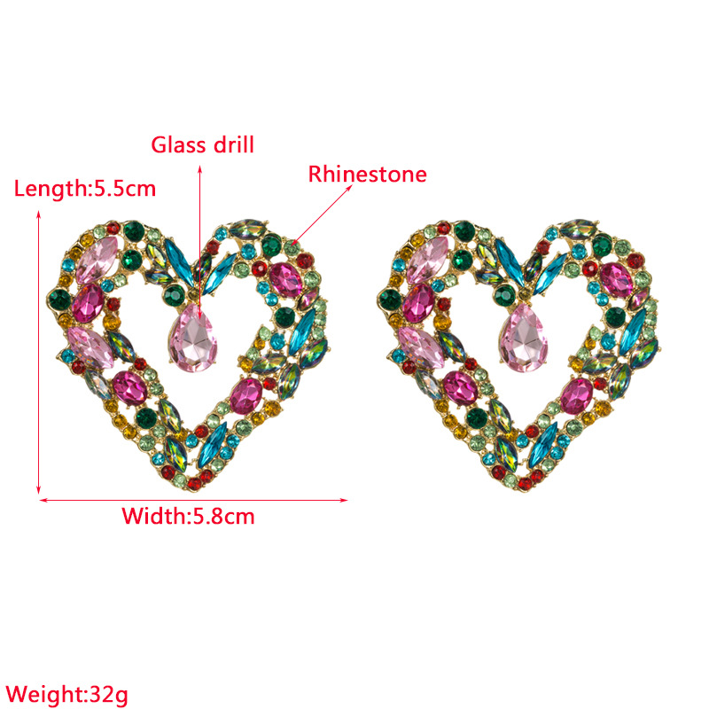 Fashion Heart Shape Alloy Inlay Rhinestones Womenu0027S Ear Studs 1 Pair