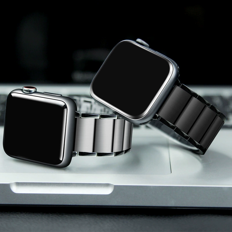 Подходит к Apple 10-го поколения, ремень с магнитной стальной цепью для iWatch S10 46 мм ультра2 черный