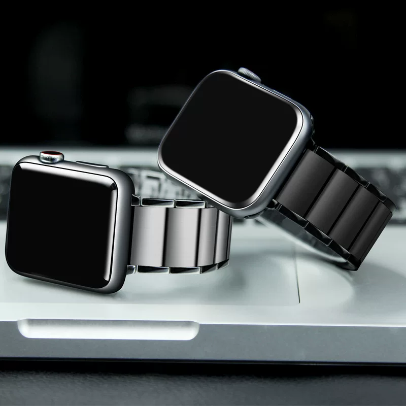 Подходит к Apple 10-го поколения, ремень с магнитной стальной цепью для iWatch S10 46 мм ультра2 черный