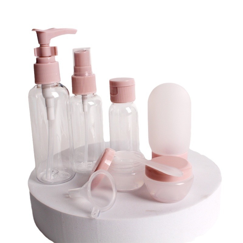 Venta al por mayor de cosméticos, loción de agua, perfume, juego de lavado y almacenamiento, juego de botella de subembalaje de viaje para viajes de negocios