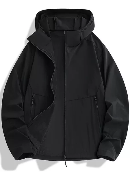 Sports Outdoor Stretch Stand Collar Jacket, Autumn Lightweight Water-Resistant Casual Business Thin Commuting Coat