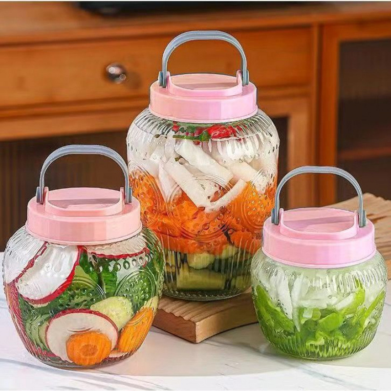 玻璃瓶泡菜坛密封罐带盖家用咸菜加厚腌菜罐子食品杂粮储物罐|undefined