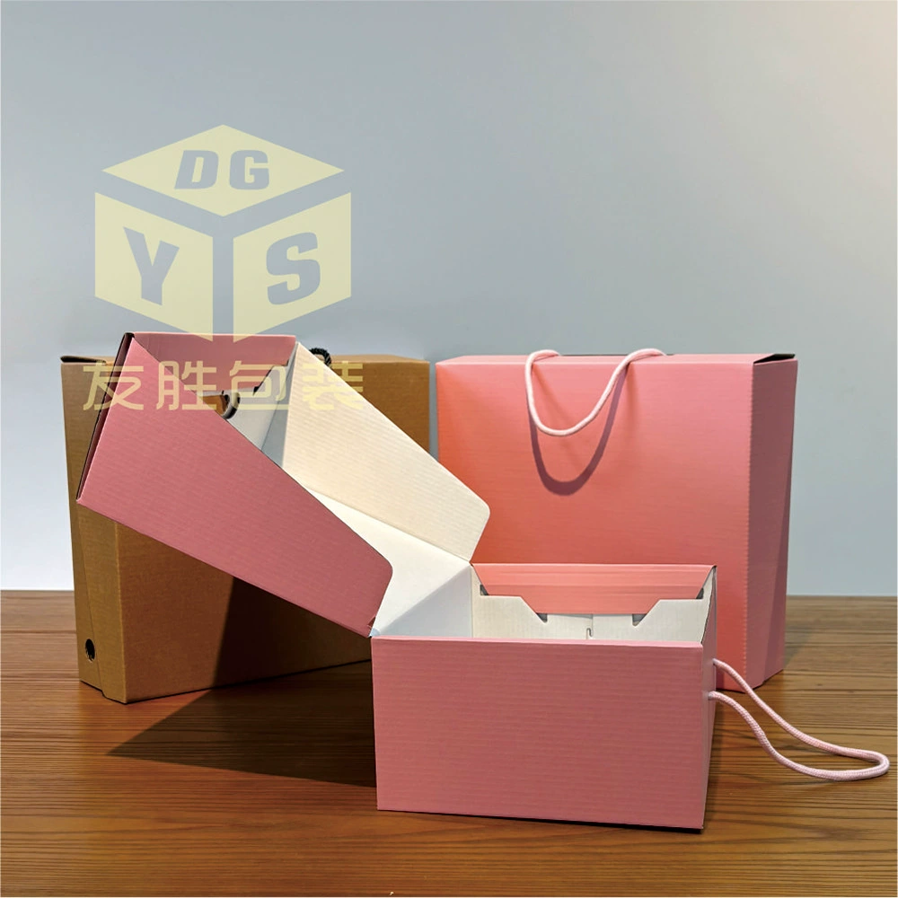 Готовая к печати розовая гофрированная коробка для женской обуви, портативная сумка-упаковка с откидной крышкой, портативная коробка для обуви