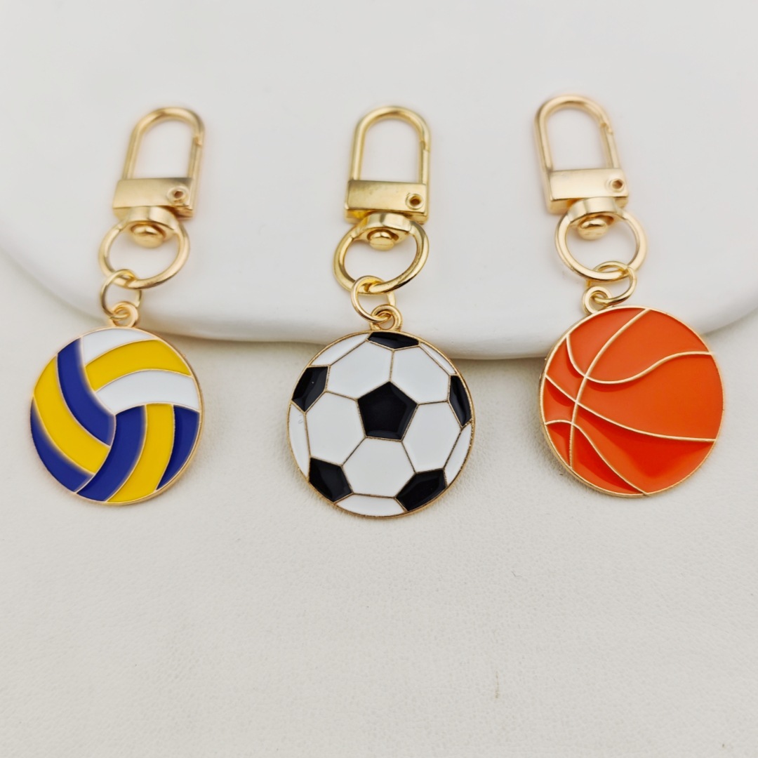 Cross-Border Temu Alloy Football Basketball Pendant Keychain Bag Accessory Commemorative Pendant Event Gift In-Stock Wholesale