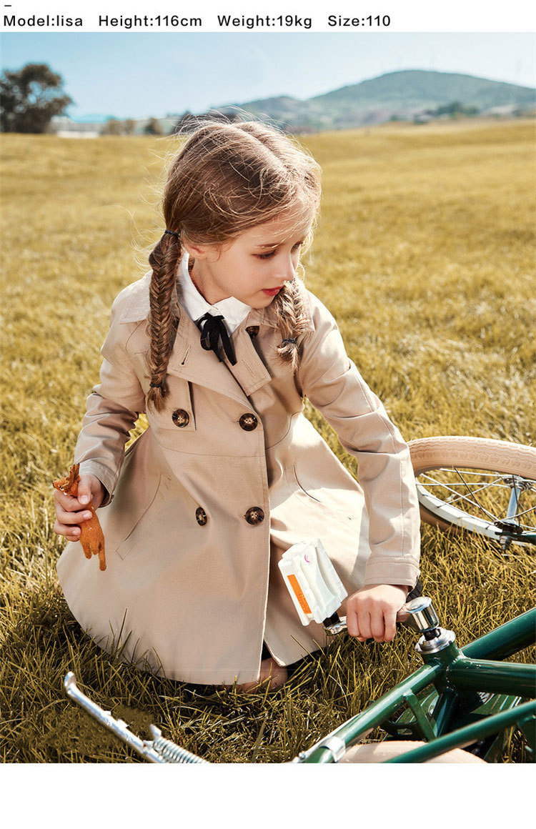 British Style Solid Color Cotton Girls Outerwear display picture 1