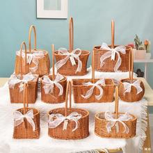 编织手提花蓝编织篮插花开业送礼花蓝鲜花假花干花插花装饰蓝