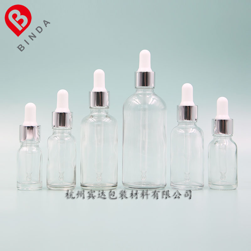 宾达 精油瓶型 5/10/15/20/30/50/100ml透明原料玻璃滴管瓶