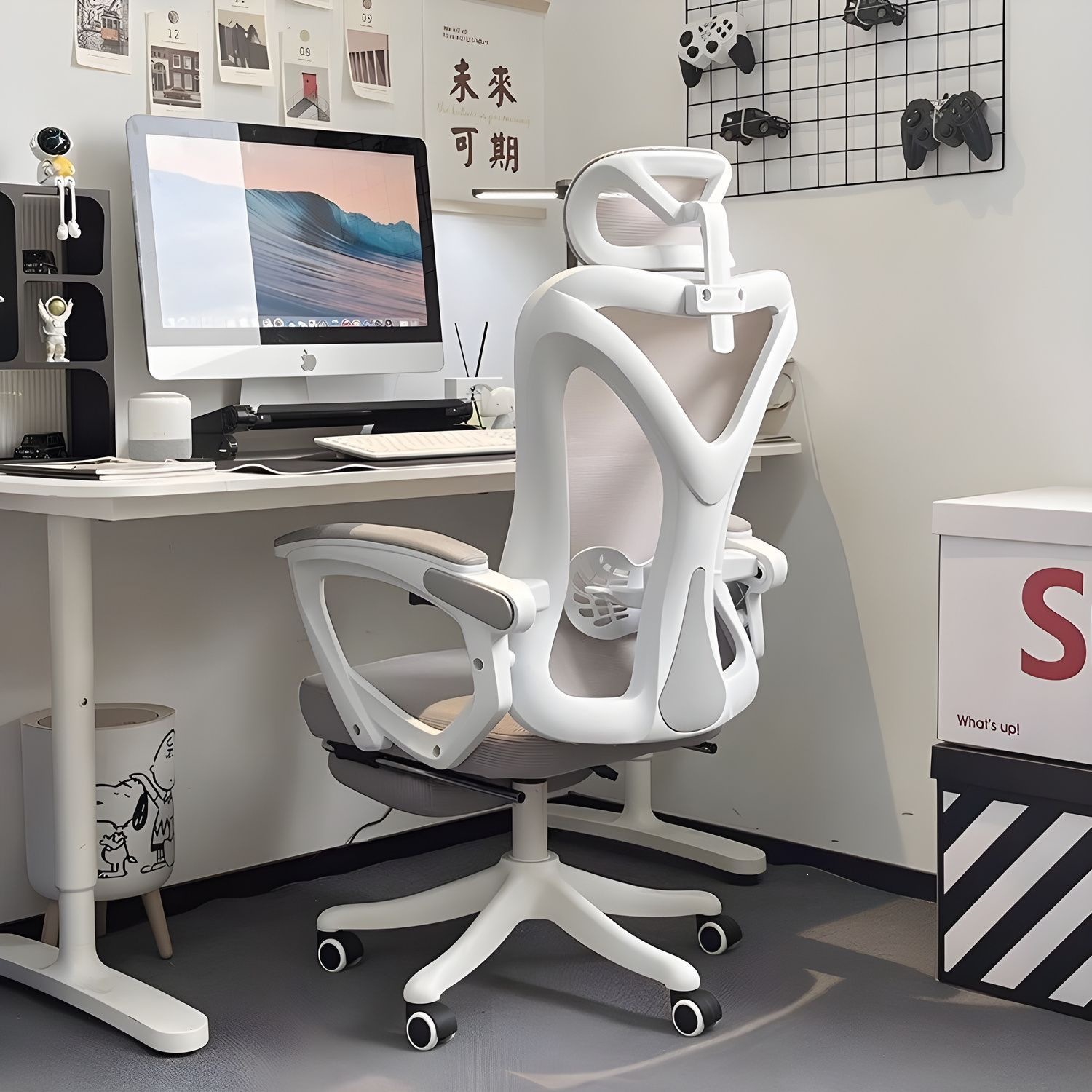 Computer chair, ergonomic chair, home chair for long-term sitting, student study chair with adjustable height, gaming chair, office chair