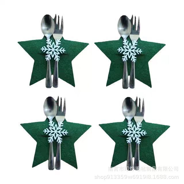 スポット卸売フェルトクリスマスカトラリーセットカトラリーバッグクリスマスツリーフォークスプーンカトラリーバッグ装飾テーブルマットコースター|undefined