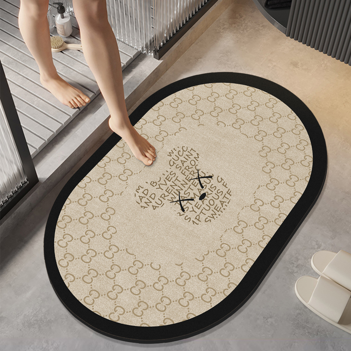 Luz de lujo alfombra de barro de diatomeas puerta de baño absorción de agua secado rápido anti-derrapante alfombra de inodoro