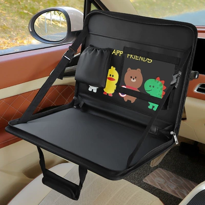 Car Steering Wheel Creative Car Seat Back Foldableing Dinner Plate Small Table Computer Table Multi-Functional Storage Hanging Bag (Car table board) - happyfriends-model