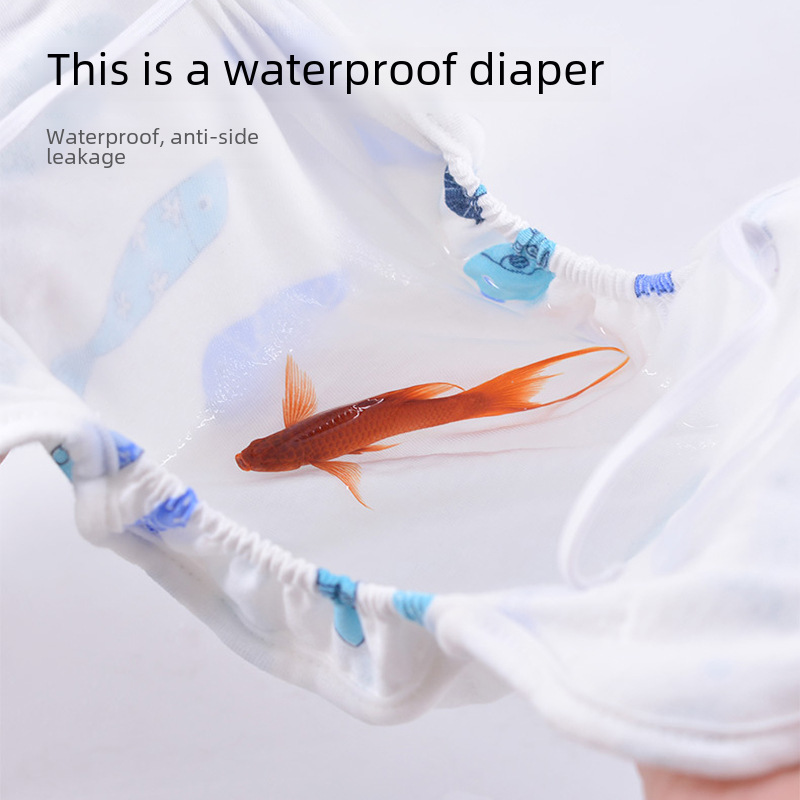 Diaper Pants Pure Cotton Newborn Baby Gauze Diapers Interlock Fixed Pants Washable Baby Ring Diaper Bag Waterproof Diaper 