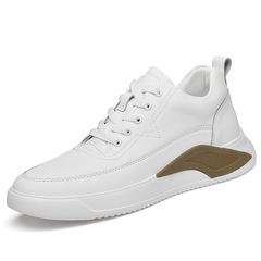 2022 New Height-Increasing Shoes for Men, Layered Leather Casual Sports Board Shoes, Autumn Invisible Internal Lift Men's Shoes, White