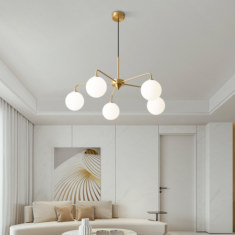 2024 Full Copper Wardrobe Living Room Lights Nordic Modern Simple Magic Bean Restaurant Chandelier Display Hall Lighting Decor