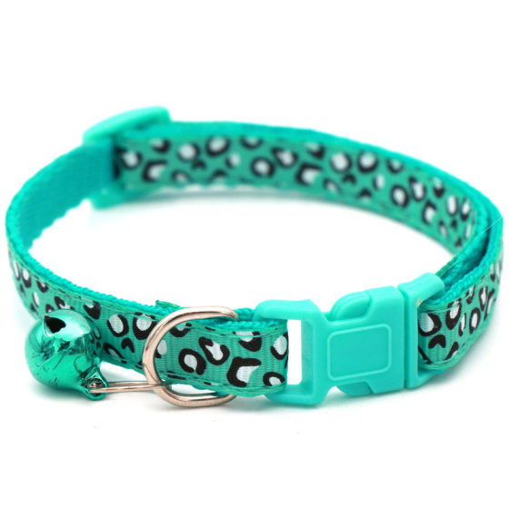 Fashion pet collar leopard print pattern printing outdoor dog walking identification collar rope cat anti-loss
