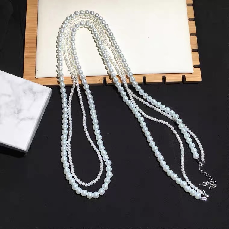 1 Piece Elegant Solid Color Artificial Crystal Artificial Pearl Beaded Women's Layered Necklaces display picture 2