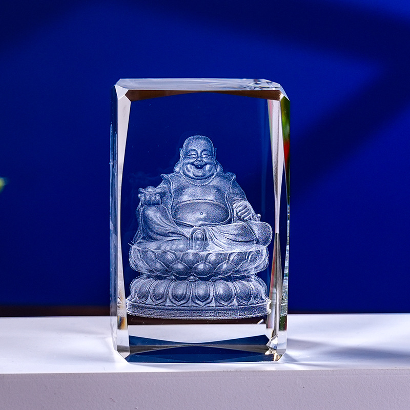 Escultura interior de cristal Serie de animales 3D Estatua de Buda de cristal Modelo de edificio de cristal Decoración del hogar Recuerdos de viaje Suministro transfronterizo