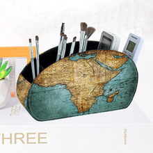 桌面收纳盒PU皮革多功能收纳盒笔筒文具办公遥控器收纳盒贴标代发