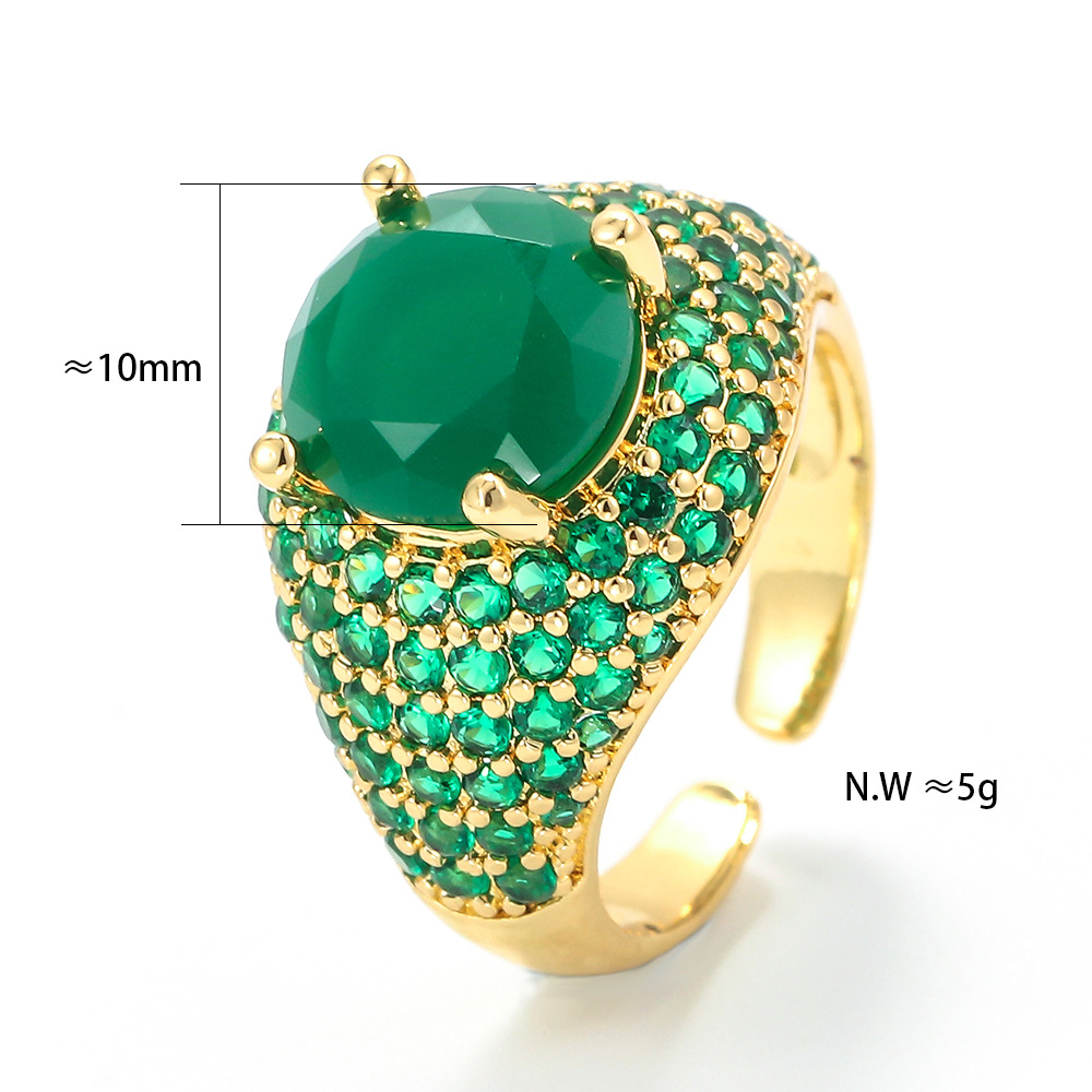 Plating Design Fashion Colored Zircon Micro-inlaid Copper Ring Wholesale Nihaojewelry
