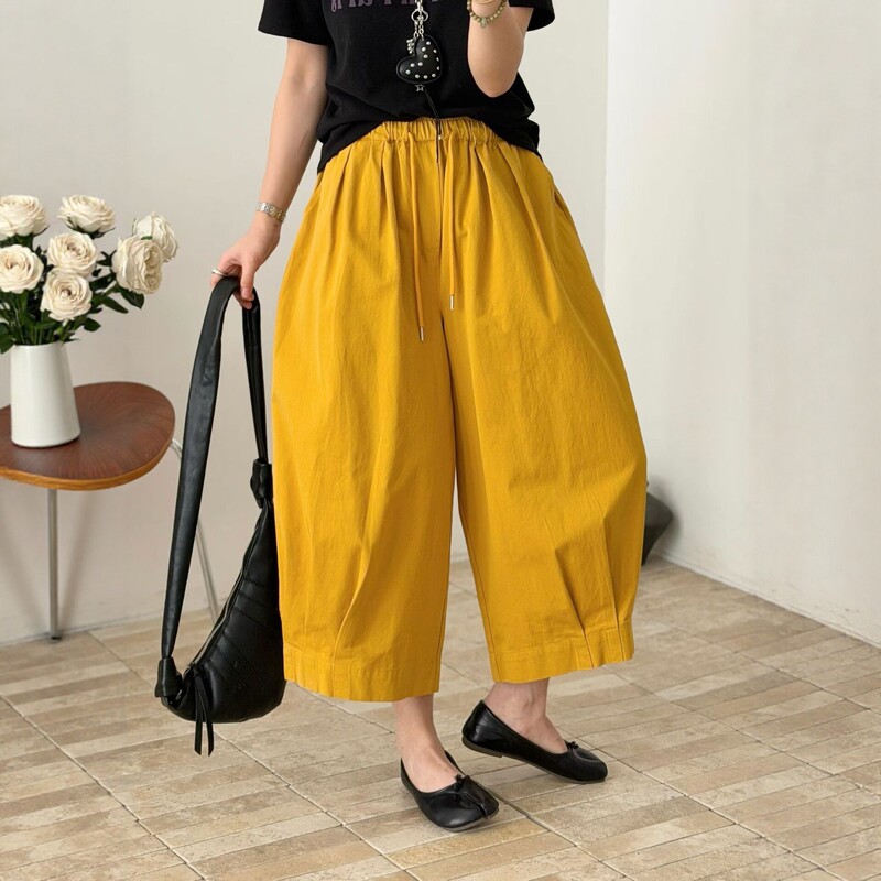 2026 Summer New Style Korean Style Loose Cotton Wide-Leg Cropped Pants for Women, Elastic Waist Versatile Casual Pants 65108 2026 Summer New Style Korean Style Loose Cotton Wide-Leg Cropped Pants for Women, Elastic Waist Versatile Casual Pants 65108