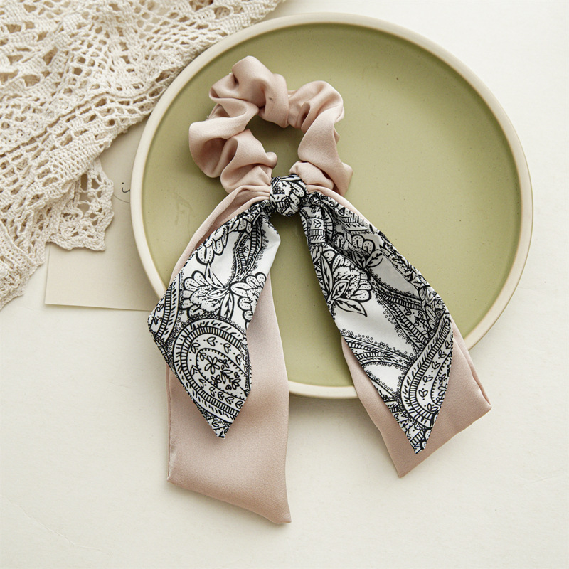 Simple Style Bow Knot Cloth Printing Hair Ring 1 Piece display picture 2