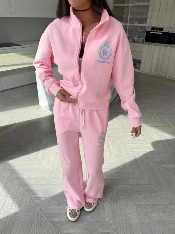 欧美2025新款字母刺绣拉链卫衣套装女高级感休闲运动长裤两件套秋|undefined