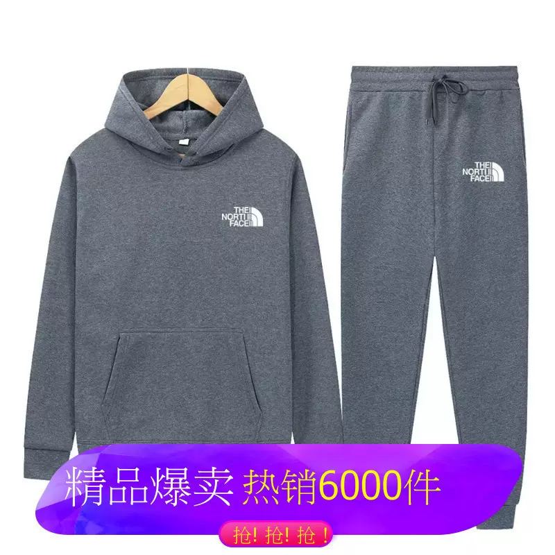 跨境亚马逊男休闲运动套装连帽衫潮牌字母印花设计时尚户外套头衫