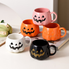 创意万圣节礼品南瓜陶瓷杯 复古卡通搞怪杯节日马克杯陶瓷喝水杯