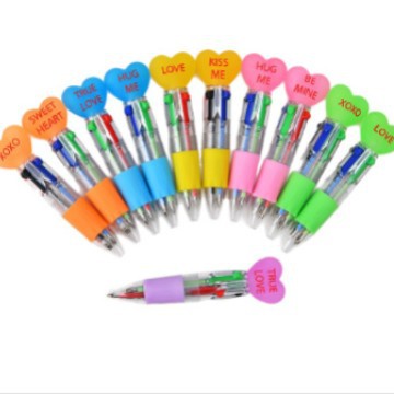 【Selection】Cross-Border Heart-Shaped Letter Mini Transparent Four-Color Pens Creative Valentine's Day Journaling Pens