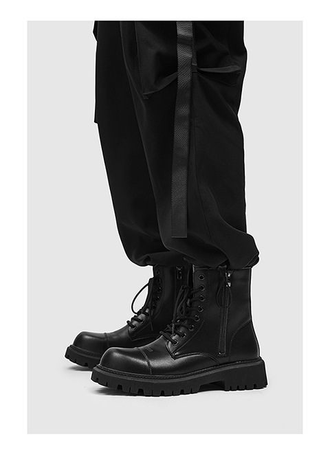 Herrenschuhe 2024 Herbst und Winter neuer Modetrend vielseitige Herren schwarz dicker Absatz quadratische Zehenpartie vorne zum Binden Martin_voghion.com