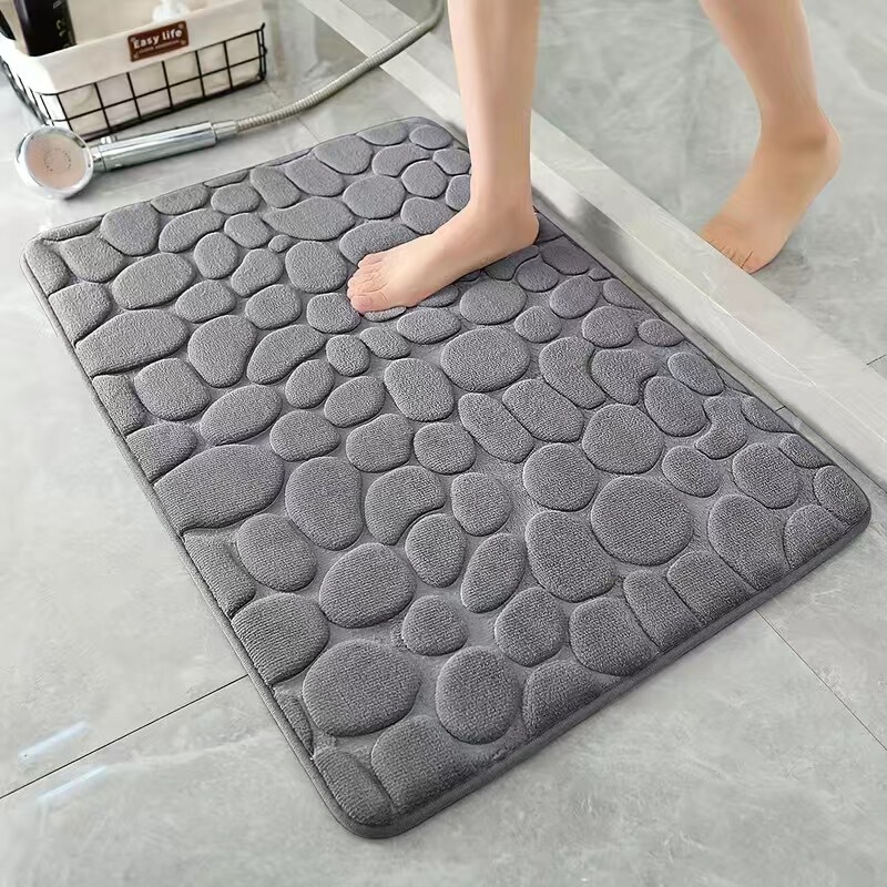 Coral Fleece Embossed Stone Bathroom Mat Pebble Toilet Bathroom Absorbent Non-slip Foot Mat 24h Delivery Coral Fleece Embossed Stone Bathroom Mat Pebble Toilet Bathroom Absorbent Non-slip Foot Mat 24h Delivery