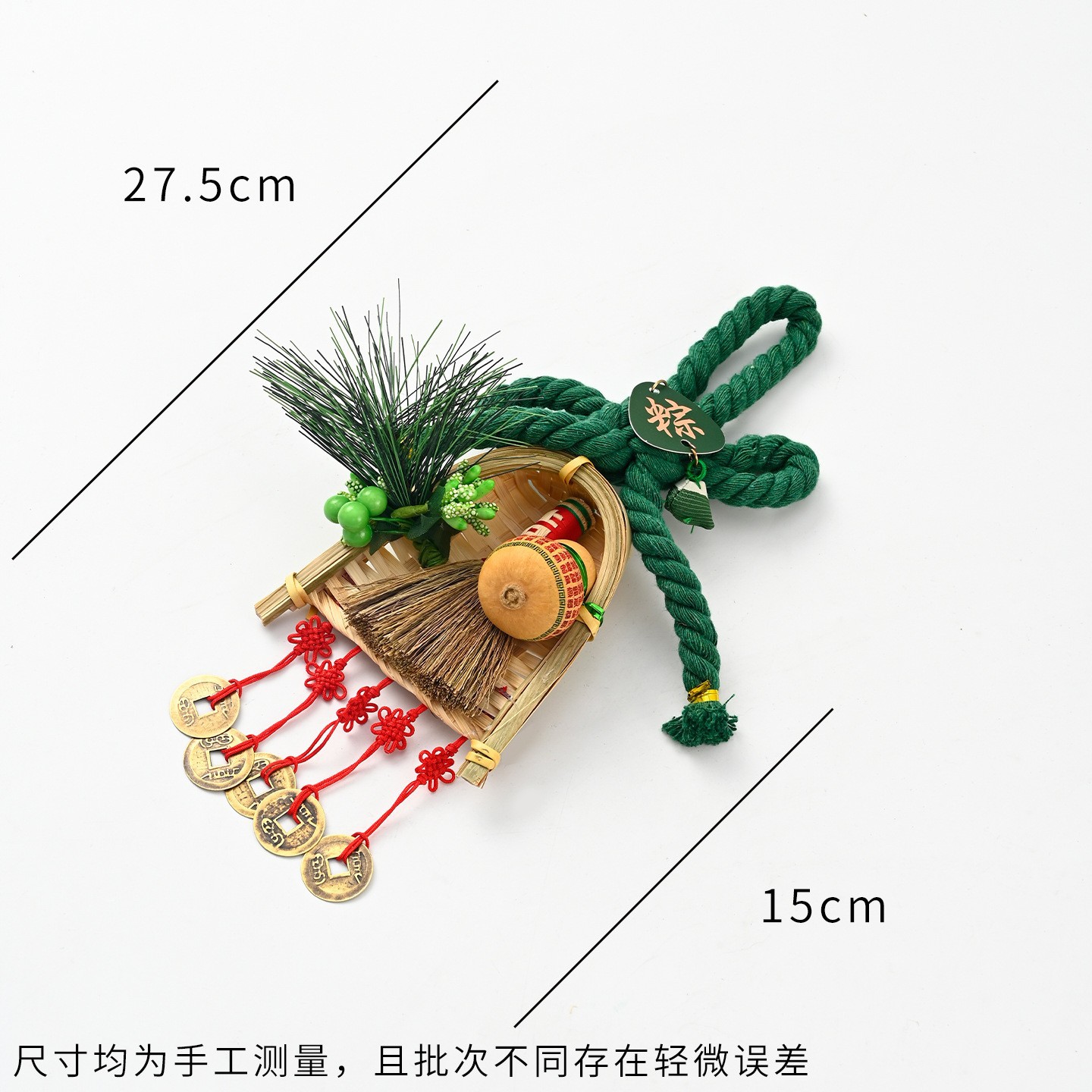Fiesta del Dragón accesorios colgantes colgantes hechos a mano DIY material linterna de bambú cuerdas coloridas bolsas de incienso perfumadas escoba y coleta