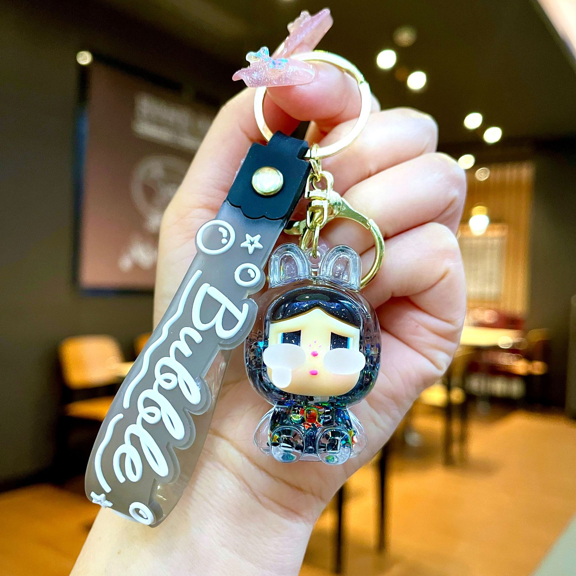 Llavero red acrílico con arena flotante