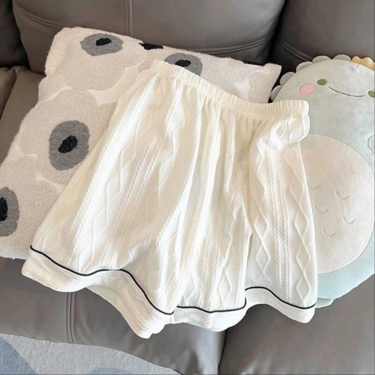 Pijamas sueltos de verano al por mayor transfronterizos pantalones cortos de manga corta de algodón de imitación para mujer