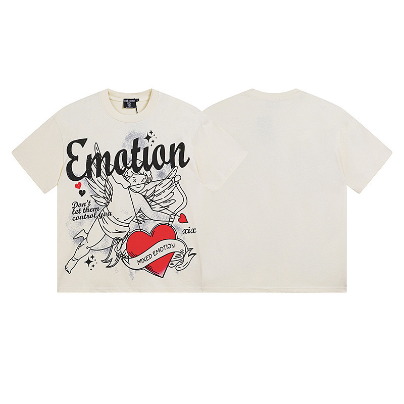 Tarjeta de marca de moda americana impresión de diamante caliente pareja de moda adolescente de verano chaqueta de manga corta camiseta