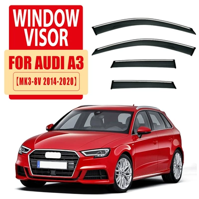 Rain shield – visor - standard-packing-without-logo-audi-a-015kg-van-mk3-8v-2014-2020-pc-with-bright-strip-rain-shield