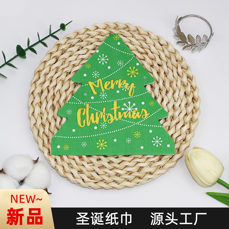 Servillas impresas hotel restaurante árbol de Navidad servillas domésticas sala de estar papel desechable fábrica directa