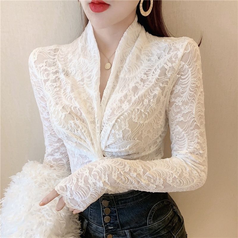 Lace Bottoming Shirt for Women, Fashionable Autumn and Winter 2025 New Fur Shirt, Velvet Thickened Top Lace Bottoming Shirt for Women, Fashionable Autumn and Winter 2025 New Fur Shirt, Velvet Thickened Top