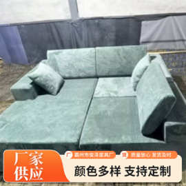 小户型真空压缩沙发组合意式灯芯绒客厅沙发海绵贵妃床家居