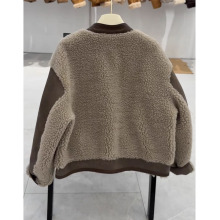 2025新款麂皮绒外套韩系羊羔毛皮毛一体短款机车服皮衣女冬小个子