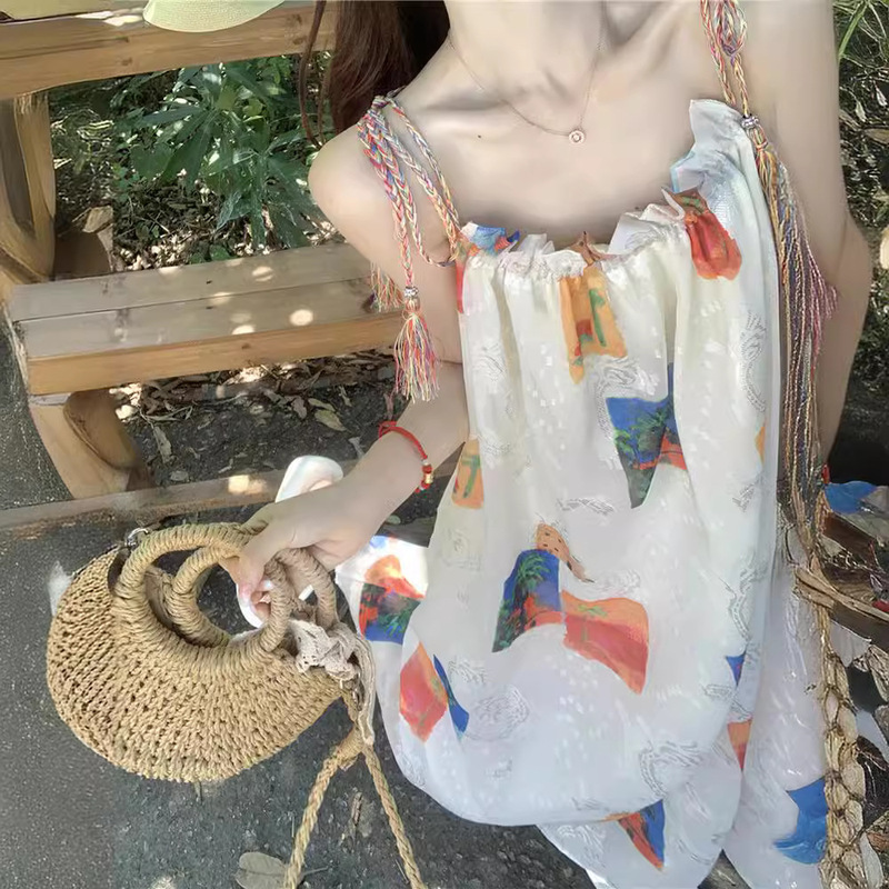 Pregnant Women Summer Dress dress 2024 Summer Fashion Tassel Chiffon Slip Dress Summer suit Loose Elegant Long Dress Pregnant Women Summer Dress dress 2024 Summer Fashion Tassel Chiffon Slip Dress Summer suit Loose Elegant Long Dress