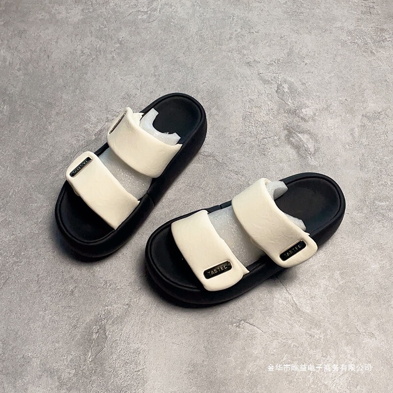 New Style Half-Slipper, Versatile Open-Toe Summer Thick-Soled Round-Toe Fashionable Height-Increasing Outdoor Slippers for Women, Korean Version with Soft Soles New Style Half-Slipper, Versatile Open-Toe Summer Thick-Soled Round-Toe Fashionable Height-Increasing Outdoor Slippers for Women, Korean Version with Soft Soles