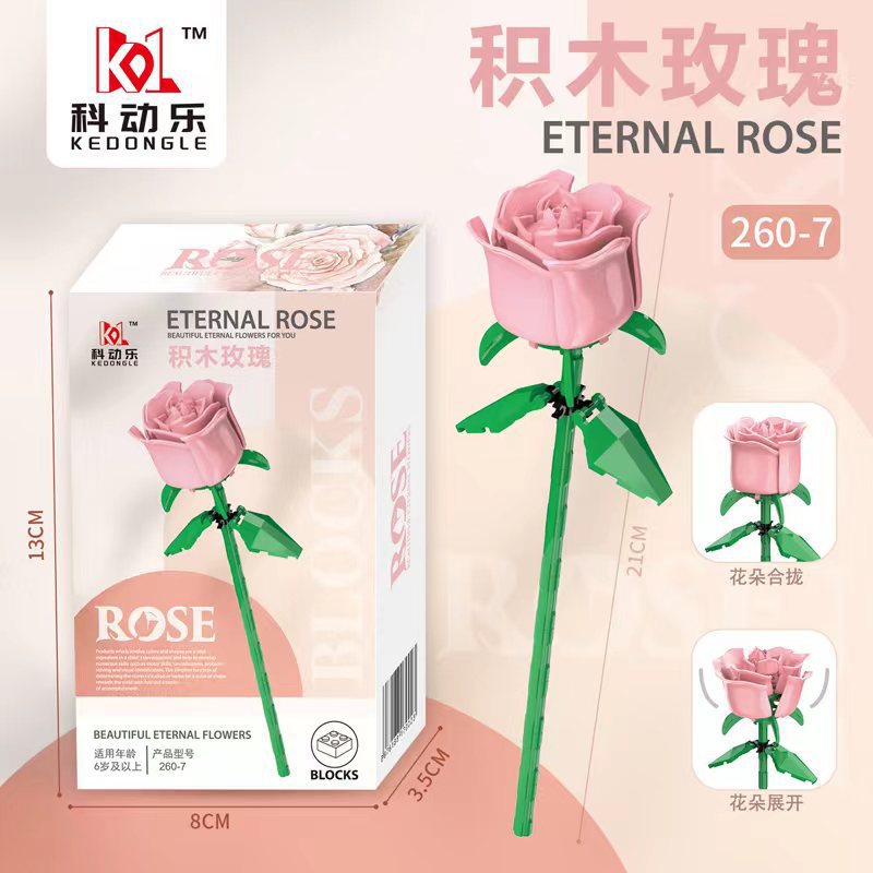 Compatible con micropartículas de Lego, flor eterna, día de San Valentín, día del maestro, bloques de construcción de rosas, juguetes de bloques de construcción de rompecabezas de flores