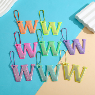 Cross-Border W Letter High-Brightness Reflective Warning Pendant Pvc Cycling Backpack Pendant Night Logo Keychain Pendant