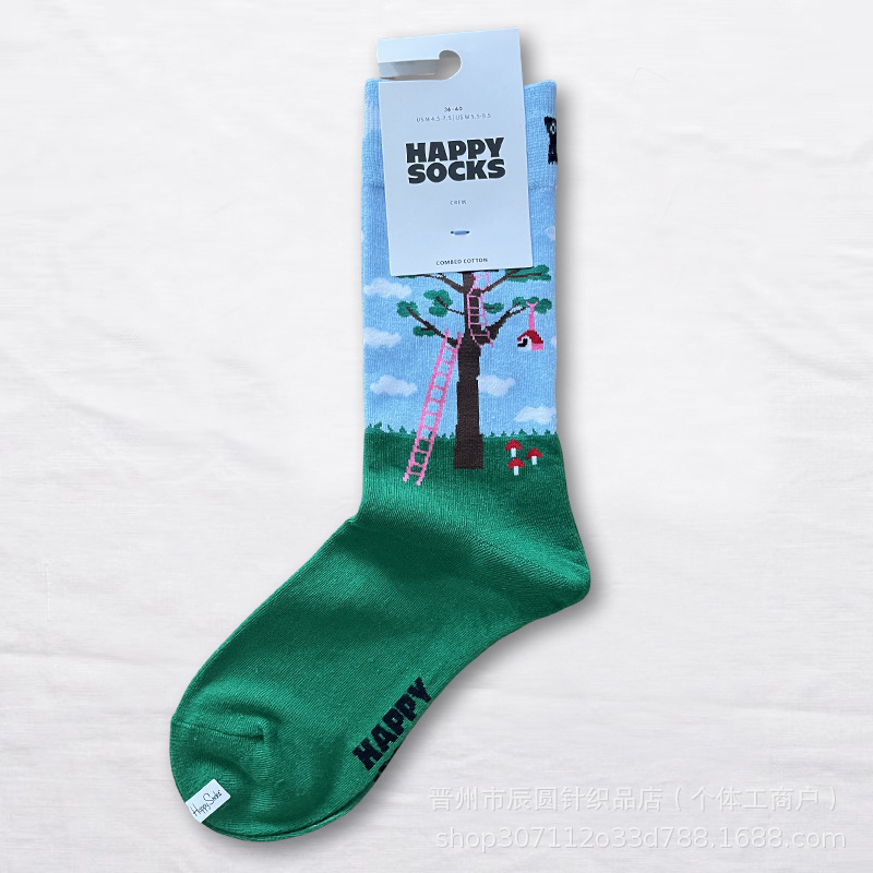 happysocks suecos calcetines de moda damas in-mode versátil animación calcetines de algodón de cintura alta al por mayor