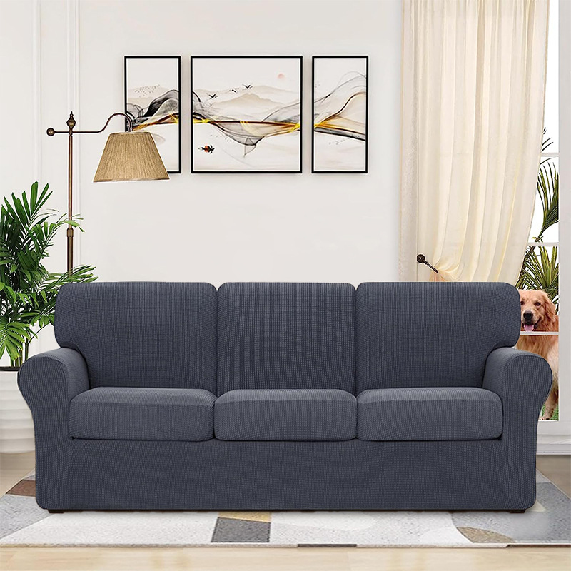 Elastic Combination Sofa Cover, Full-Cover Sofa Cushion Protector, Solid Color Non-Slip Cushion Cover, Backrest Cover, Minimalist Full Cover
