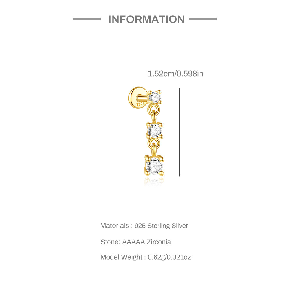 1g Weight Zircon Inlay Material Ear Studs Classification Ear Cartilage Rings & Studs Piercing Type 1 Piece Quantity Daily Occasion 925 Sterling Silver Material Geometric Pattern All Seasons Season Unisex Gender Elegant, Simple Style Style 1 Piece Ear Cartilage Rings & Studs Elegant Simple Style Geometric 925 Sterling Silver Zircon Ear Cartilage Rings & Studs 6